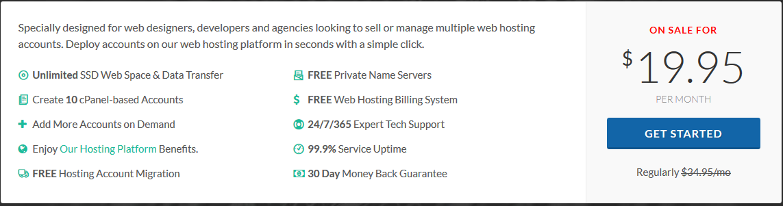 GreenGeeks Reseller Hosting Plan