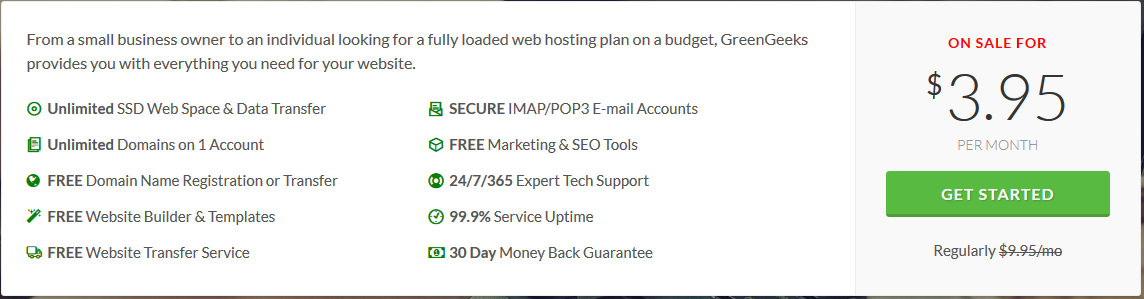 GreenGeeks Shared Hosting Pricing