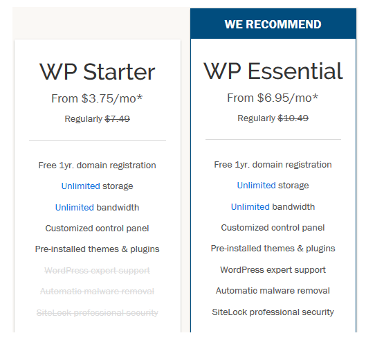 iPage WordPress Hosting Pricing